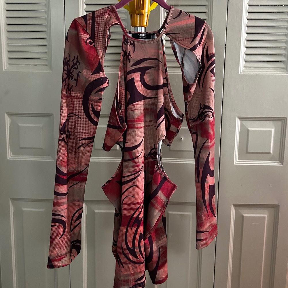 Large Jaded London Pink Abstract Cutout Mini Dress